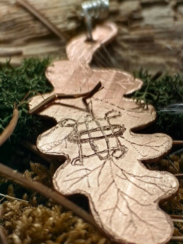 Pendentif "La protection du chêne" argent et cuivre, noeud de Bowen – Image 2