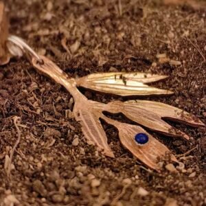 Pendentif "Avoine" argent-cuivre et lapis-lazuli.