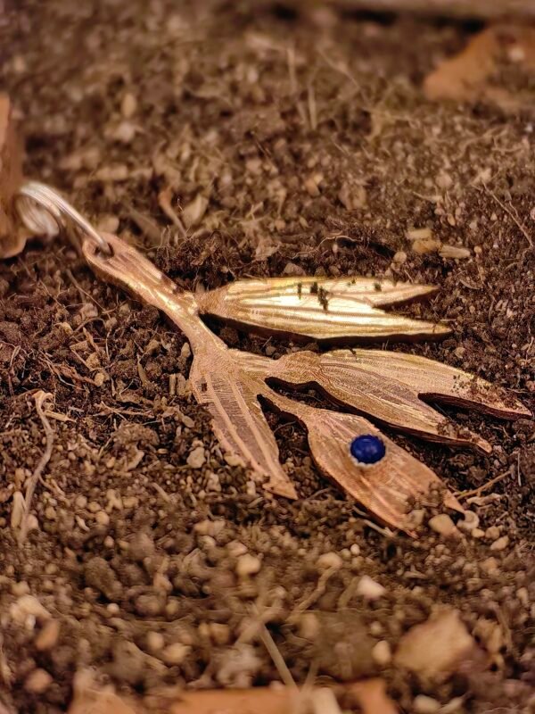 Pendentif "Avoine" argent-cuivre et lapis-lazuli.